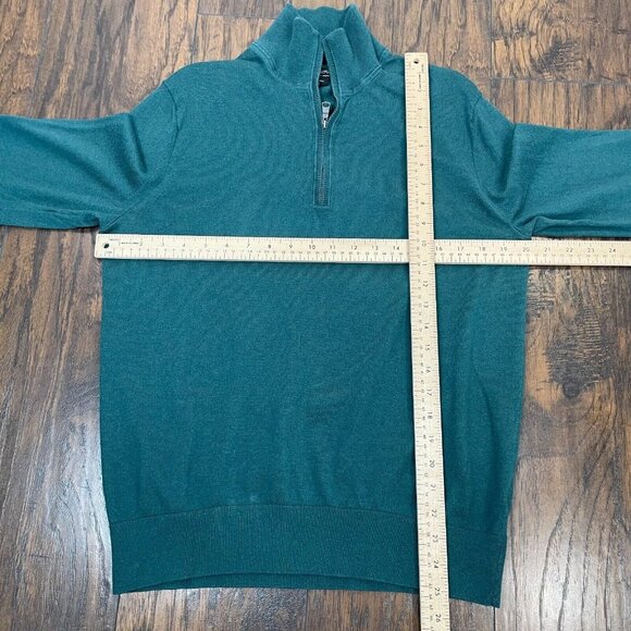Banana Republic Sweater Medium Green Cotton Cashmere Blend 1/4-Zip Pullover Mens - Picture 7 of 11
